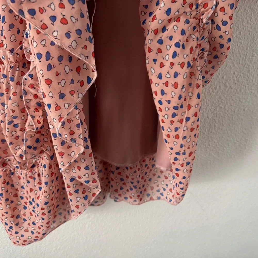 Romantic Ruffle Dress Prairiecore Floral Dainty High Neck Flowy Cottagecore M/L - Picture 11 of 15